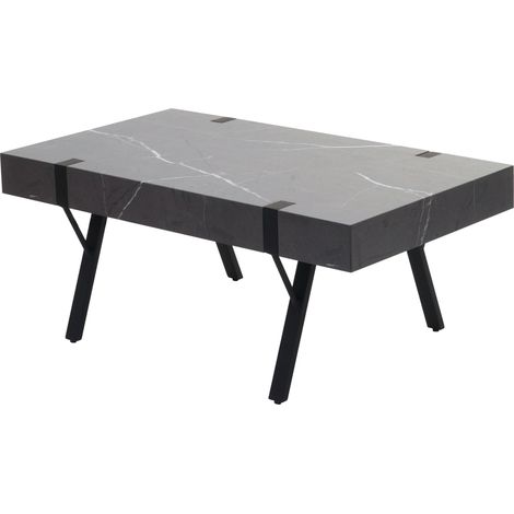 Couchtisch HHG-740, Wohnzimmertisch Beistelltisch Sofatisch, Metall 43x110x60cm Marmor-Optik grau (1/5)
