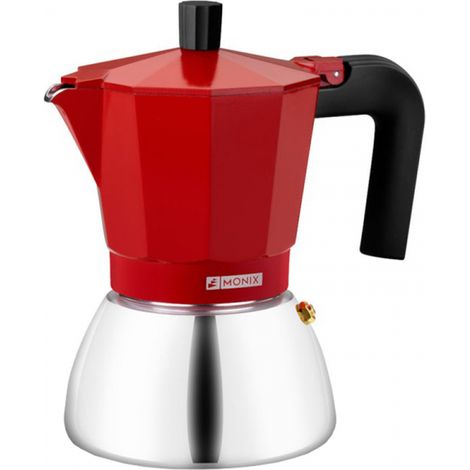Caffettiera Italiana Monix Induzione Rossa 3 tazze (1/2)
