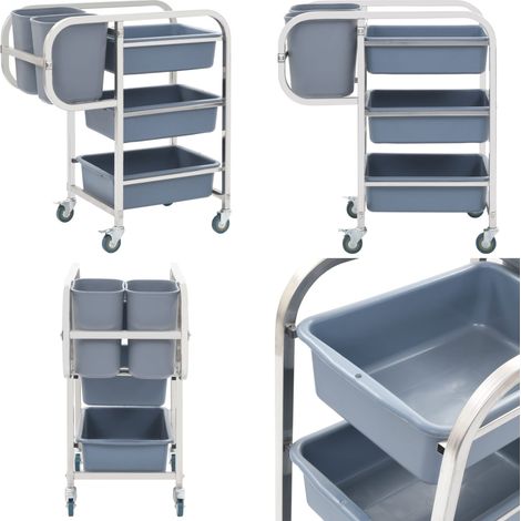 Chariot de cuisine avec récipients en plastique 82x43,5x93 cm - Chariot De Cuisine - Chariot Avec Bacs - Chariot Roulant - Rangement Cuisine - Organisation Cuisine - Home & Living (1/5)