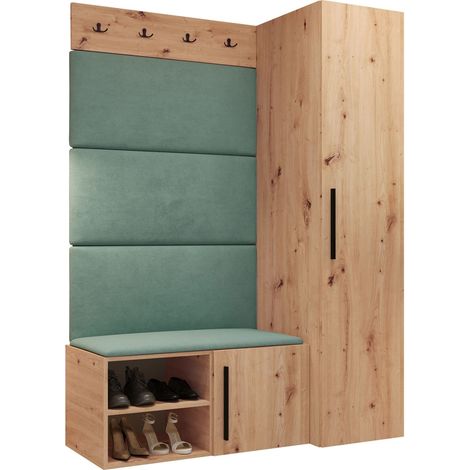 Conjunto para recibidor Nitos II, Manila 11, 191x124x50cm, Tapiz, Aglomerado laminado, Montada en la pared, Colocada