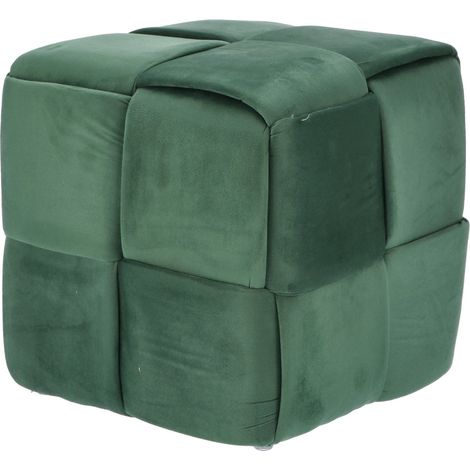 Regalo Italiano Pouf in Velluto Verde 37 x 37 Cm H 37 Cm – Pouf Contenitore Design Moderno Arredo Casa