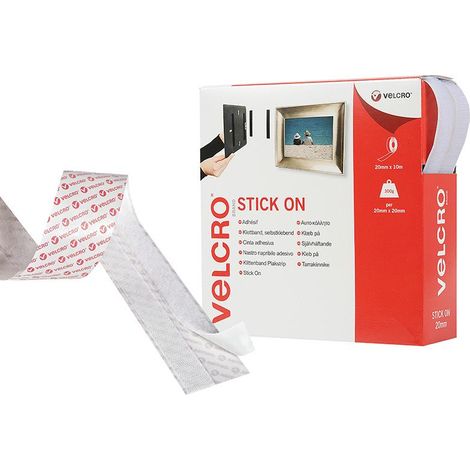 White stick on tape 20mm x 10m – Strong adhesive for smooth surfaces – Maximum strength after 24 hours – Easy to use alternative to nails – Velcro (1/4)