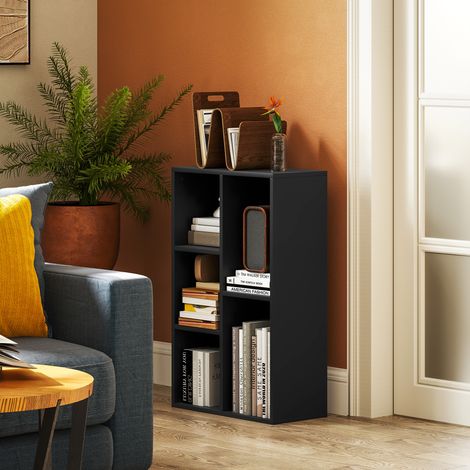 Étagère bibliothèque 5 compartiments ouverts, meuble de rangement pour salon/chambre/bureau, 50x24x80cm, noir (1/5)