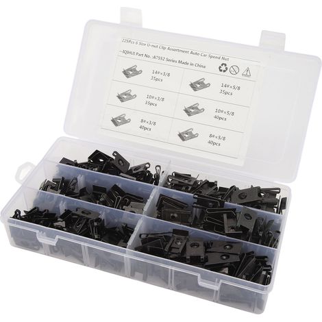 Kit de fixation par écrous en U haute résistance, 6 tailles disponibles, pour voiture, train, avion, camion, caravane (225 pièces). (1/5)