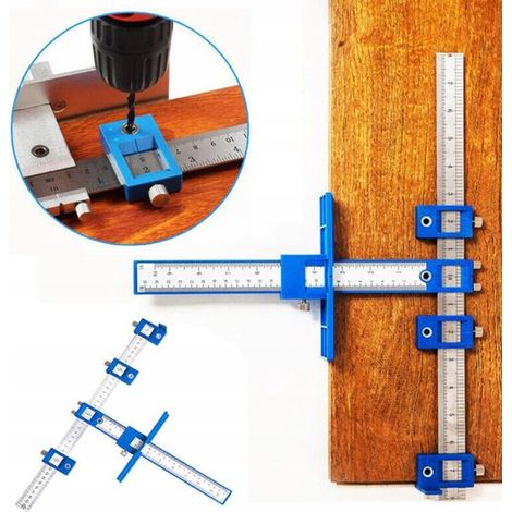 Strumento multifunzionale per la lavorazione del legno, accessorio per la lavorazione del legno, cercatore di fori per manico, cercatore + borsa portaoggetti / foro da 5 mm / 410 × 300 cm, blu (1/5)