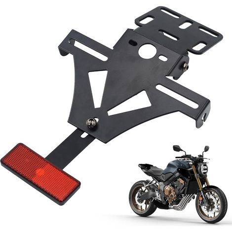 Support de plaque d'immatriculation réglable pour moto, support de plaque d'immatriculation universel, pour la plupart des modèles de moto courants (sans lumière) (1/5)