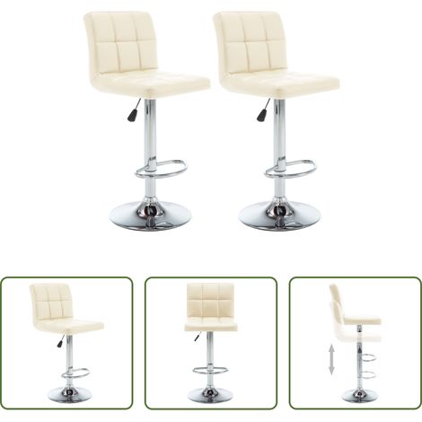 Assise confortable - Tabourets de bar lot de 2 crème similicuir (1/5)