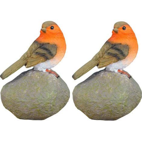 Robin on a Stone Resin Garden Ornaments (Set of 2) (1/5)