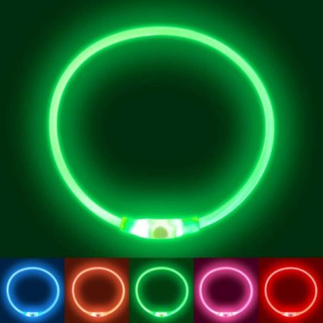 Collier Lumineux Chien Rechargeable(Green),Collier Chien LED Lumineux, Clignotant Collier de Sécurité pour Tous Les Chiens pour Les Petits Grands Chiens de Taille Moyenne Qui Courent la Nuit (1/5)