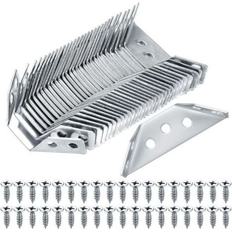 Lot de 30 connecteurs d'angle universels en acier inoxydable, équerres triangulaires pour meubles, armoires, chaises et tables. (1/5)