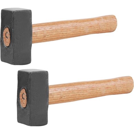 Lot de 2 masses pour marteau de club avec manche en bois, 1 kg, 25,5 x 9,5 cm (1/5)
