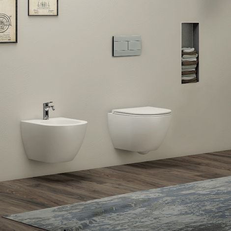 Sanitari Azzurra Comoda Sospesi Wc Rimless Sedile Soft Close e Bidet