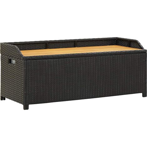 Banc de jardin avec rangement - Banquette 120 cm Résine tressée Noir fr9028 - Maison La Vie (1/5)