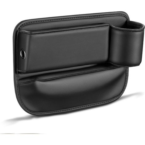 Caja de almacenamiento para asientos de coche, portavasos multifuncional de cuero, organizador de asientos universal para coches, SUV y camiones. (1/4)
