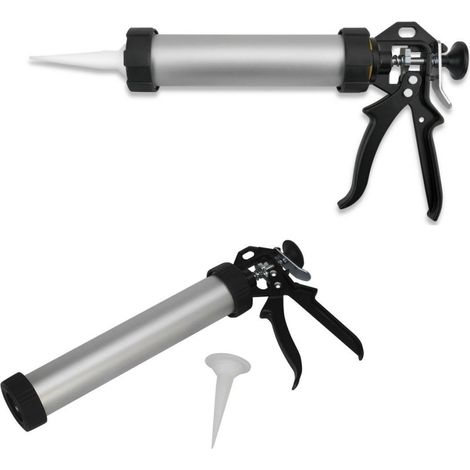 TrAdE Shop Traesio - Pistola Per Cartuccia Silicone Fughe 240 Mm In Alluminio Professionale Beccuccio - (1/3)
