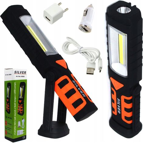 Linterna de taller LED COB SilverTools de 240 lm con batería de 2800 mAh e imán.