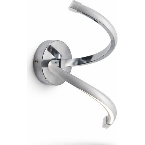 Applique LED da Parete Interno a Spirale, 10W, Cambio Temperatura 3000K-4000K-6500K, 900 Lumen, Cromati 2 pezzi
