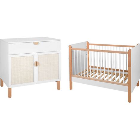 Babybett 60x120 und 2-türige Kommode Bellamy Laurie Weiß und Holz (1/5)