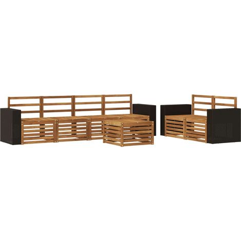 Conjunto de sofás de exterior 7 pcs Natural vidaXL (1/5)