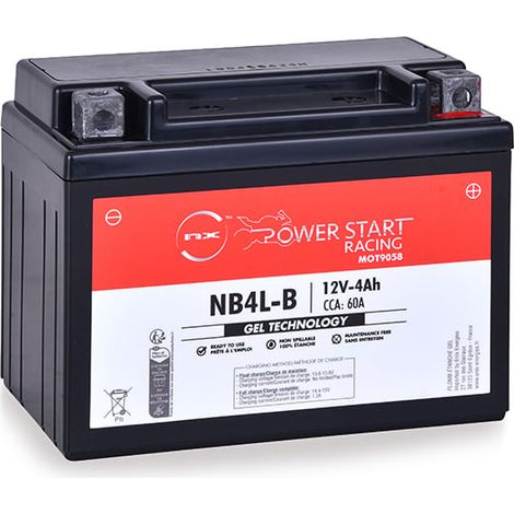 NX - Batterie moto Gel NB4L-B / YB4L-B / YB4L-A 12V 4Ah (1/3)