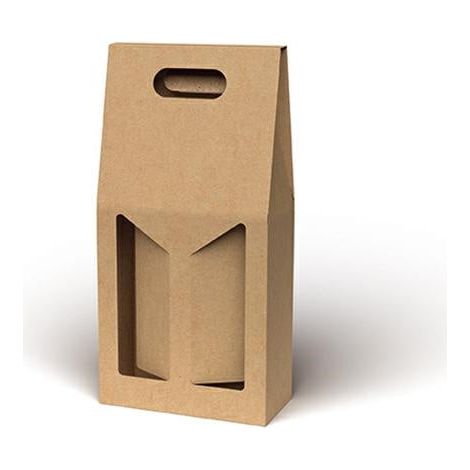 Portabottiglie doppio in cartone avana, 9x18H41 cm (kit da 10)