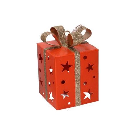 Pacco regalo metallo arancione cm 20x12h12 (1/2)