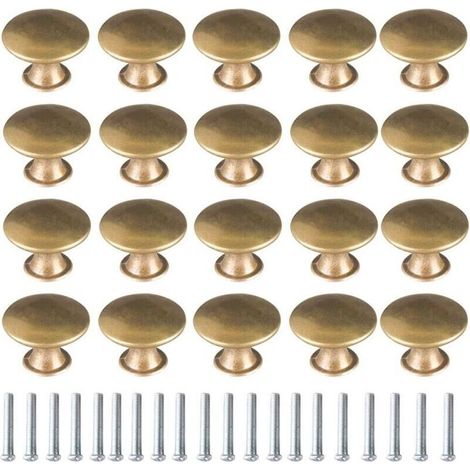 20 Stück Türknöpfe aus Messing, Vintage-Möbelgriffe für Schubladen, Schränke, Küchenschränke