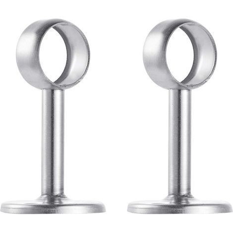 2pcs Ceiling Mount Bracket Brushed Stainless Steel Shower Curtain Rod Support (1/5)