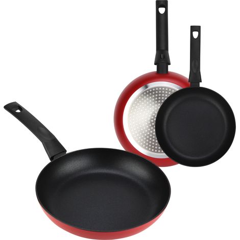 FAGOR Nela Rouge Set Juego Sartenes 20-24-28 cm Inducción Aluminio Extragrueso Antiadherente Ecológico sin PFOA  Rojo