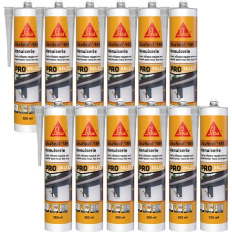 Confezione da 12 SIKA Sikaseal-185 Sigillanti siliconici per carpenteria - Trasparente - 300ml