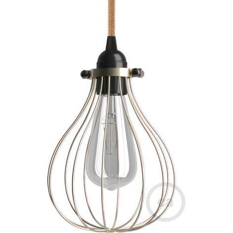 creative cables - Gabbia paralume Drop in metallo con attacco collare regolabile (1/5)