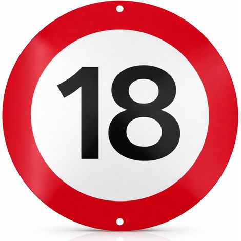 Panneau de limitation de vitesse 18 km/h, panneau rond en aluminium 1 mm, décoration d’anniversaire 18 ans, panneau de signalisation décoratif pour fête, mur, porte et accessoires photo (1/5)