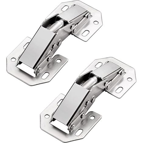 Qrity 2 pezzi Cerniere curve a scomparsa di piccole dimensioni a 90 gradi per ante di mobili da cucina/guardaroba, per pannelli con spessore da 8 a 14 mm