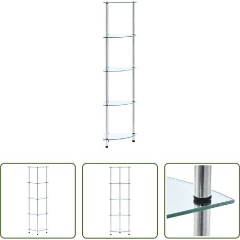 Glasregal 5 Ablagen - Regal mit 5 Ablagen Transparent 30x30x130 cm Hartglas (1/5)