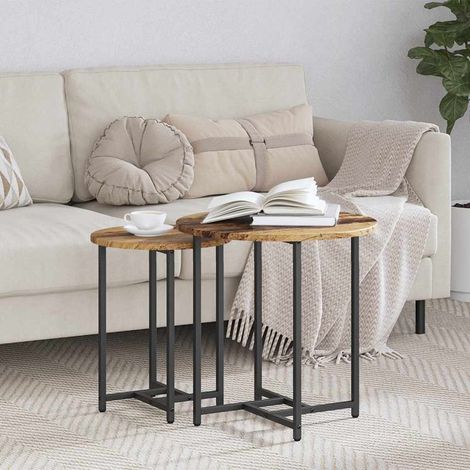 Beistelltisch-Set 2 pcs Altholz und Schwarz