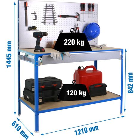 Scaffale in metallo Simon Rack senza viti colore blu/galvanizzato/legno 2 ripiani 1445x1210x610 mm Made in Spain