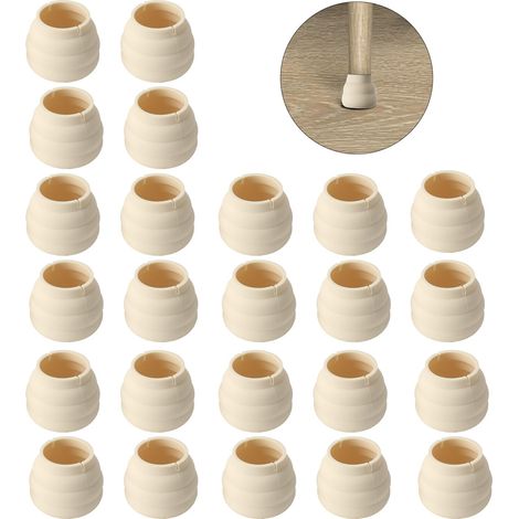 Lot de 24 Protection Pied de Chaise Silicone Protege Pied de Chaise Ronde 30-42 mm Patins, Anti-Rayures-Réduit Le Bruit, pour Sols en Bois Dur et Carrelage, Blanc (1/5)