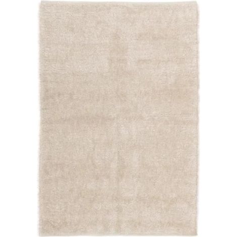 Tapis rectangulaire - JUANIO - JUANIO - 180 x 120 cm - 60% coton/40% polyester - Poils longs beige (1/2)