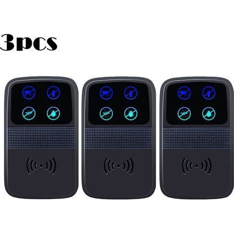 Répulsif à souris à ultrasons, piège à souris électronique intelligent, couverture à 360°, indicateur LED, répulsif à souris multifonction, adapté à la maison/garage/entrepôt, (noir) (1/5)