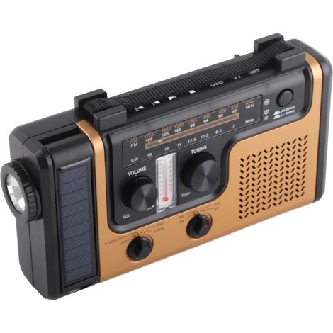 Multiband-AM/FM/SW-LED-Handkurbelradio mit Solarbetrieb, MP3-Player mit TF-Kartensteckplatz und Bluetooth, Temperaturanzeige, wasserdichtes tragbares Notfallradio für den Außeneinsatz (mit internem Ak (1/5)