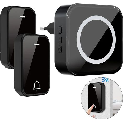Sonnette sans fil pour l'extérieur, étanche, portée de 400 m, 63 sonneries, flash LED et 4 niveaux de volume. (1/5)