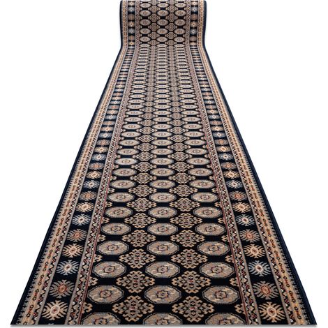 Läufer Wolle NAIN Rosette 6177 51011 dunkelblau / beige 100cm blue 100x350 cm