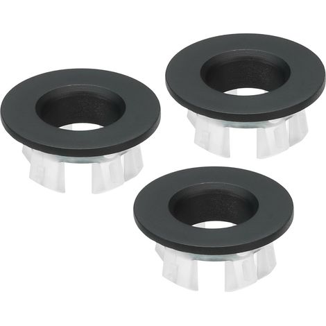 3pcs Débordement Anneau pour Cuisine Salle Bain Noir (1/5)