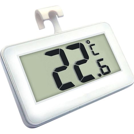 Termómetro para refrigerador, mini termómetro digital LCD de 2 piezas con gancho, termómetro para congelador, blanco (1/5)