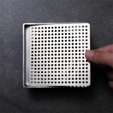 CCYKXA Stainless steel floor drain, square anti-odor cover, large shower drain, effective hair removal (9.2 cm) (1/5)