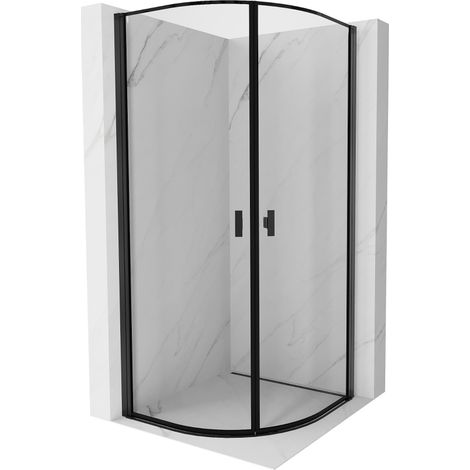 Cabine de douche semicirculaire pivotante Mexen Mist 80 x 80 cm, cadre noir, noir - 8A31-080-080-70-70 (1/5)