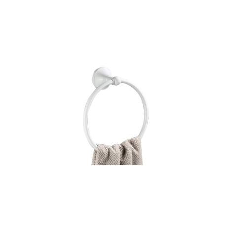 Anneau porte-serviettes rond en laiton blanc, à fixer au mur.-Crezuo