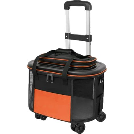 Valise à roulettes Portable pour animaux de compagnie, porte-chien et chat respirant, valise à roulettes pour sortir et voyager, Orange (1/5)