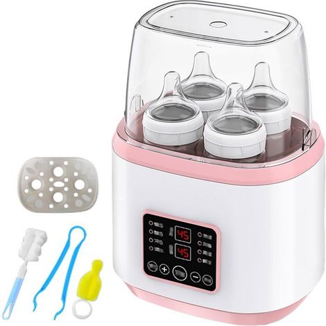 Chauffe-biberon 8 en 1 - Stérilisation rapide - Écran LCD - Sans BPA - Pour bébé - Rose (1/5)
