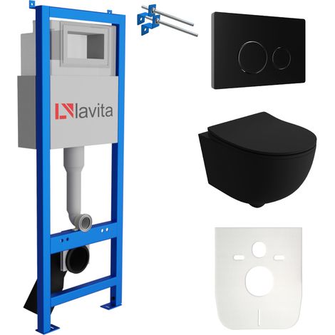LAVITA WC Set mit Vorwandelement, Wand-WC und Spülknopf (1/5)